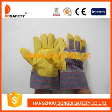Gelbe PVC-Handschuhe mit Streifen zurück (DGP101)
